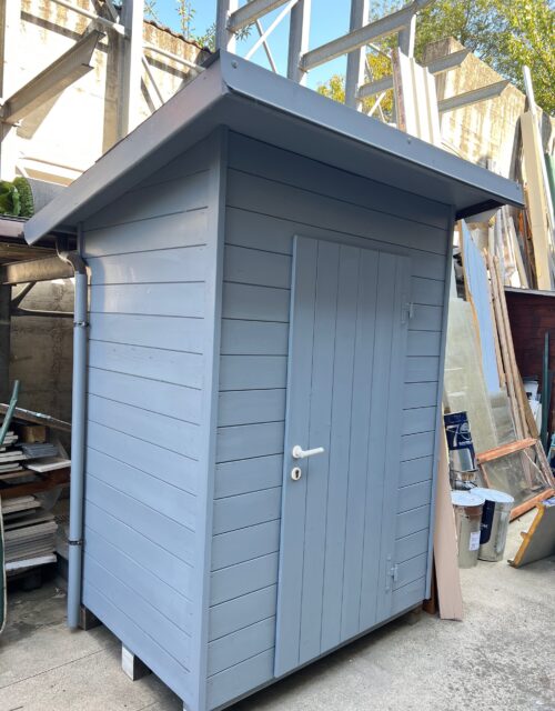 Casetta in legno mono falda smaltata colore Grigio